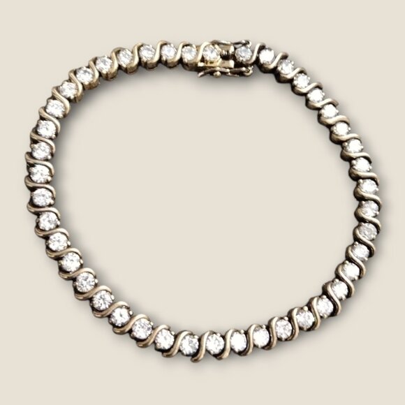 Sterling Cubic Zirconia Swirl Tennis Bracelet - Picture 2 of 4